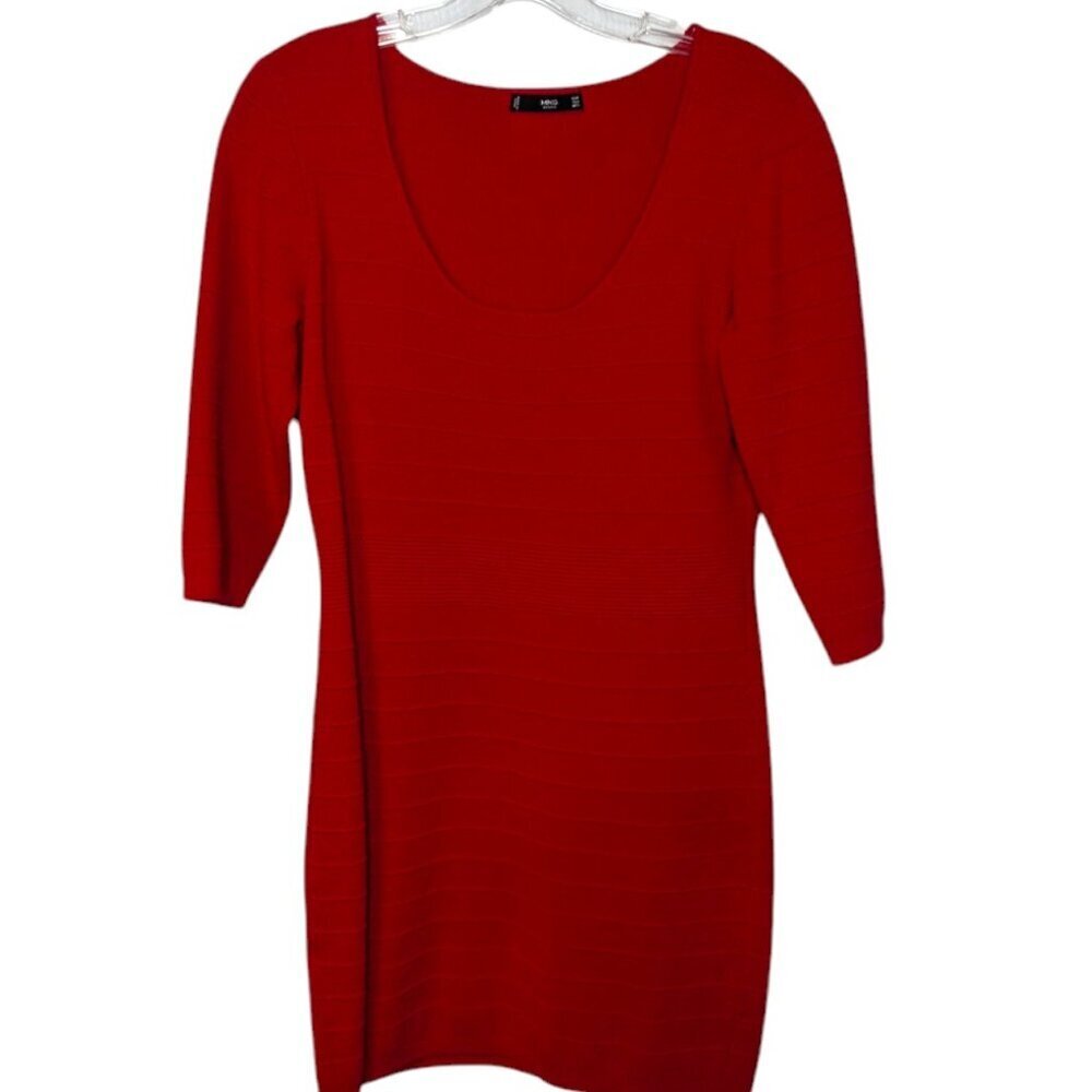 MNG Basics Ribbed Bodycon Dress 3/4 sleeves - SZ - M